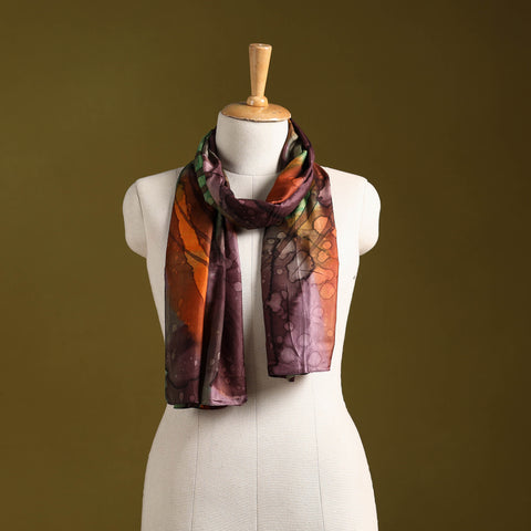 Multicolor - pure silk tie-dye stole 68 - handcrafted