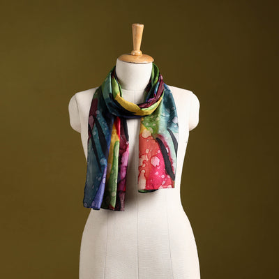 Multicolor - pure silk tie-dye stole 70 - handcrafted