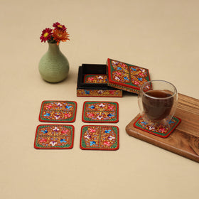 Handpainted Paper Mache Coaster with Box (Set of 6) 43