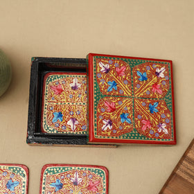 Handpainted Paper Mache Coaster with Box (Set of 6) 43