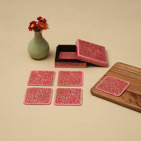 Handpainted Paper Mache Coaster with Box (Set of 6) 44