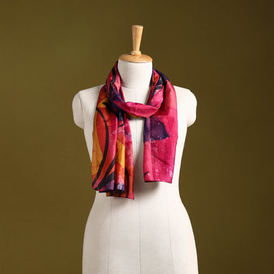 Multicolor - pure silk tie-dye stole 81 - handcrafted