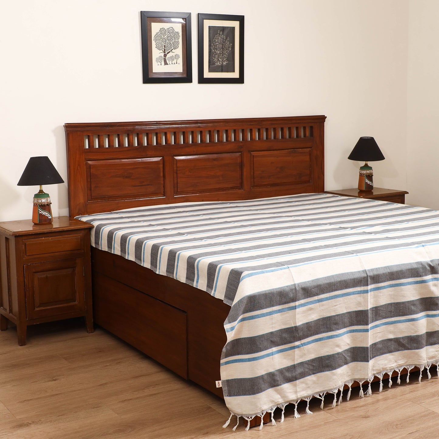 Handloom Cotton Double Bedsheet (108 x 90 in) 86
