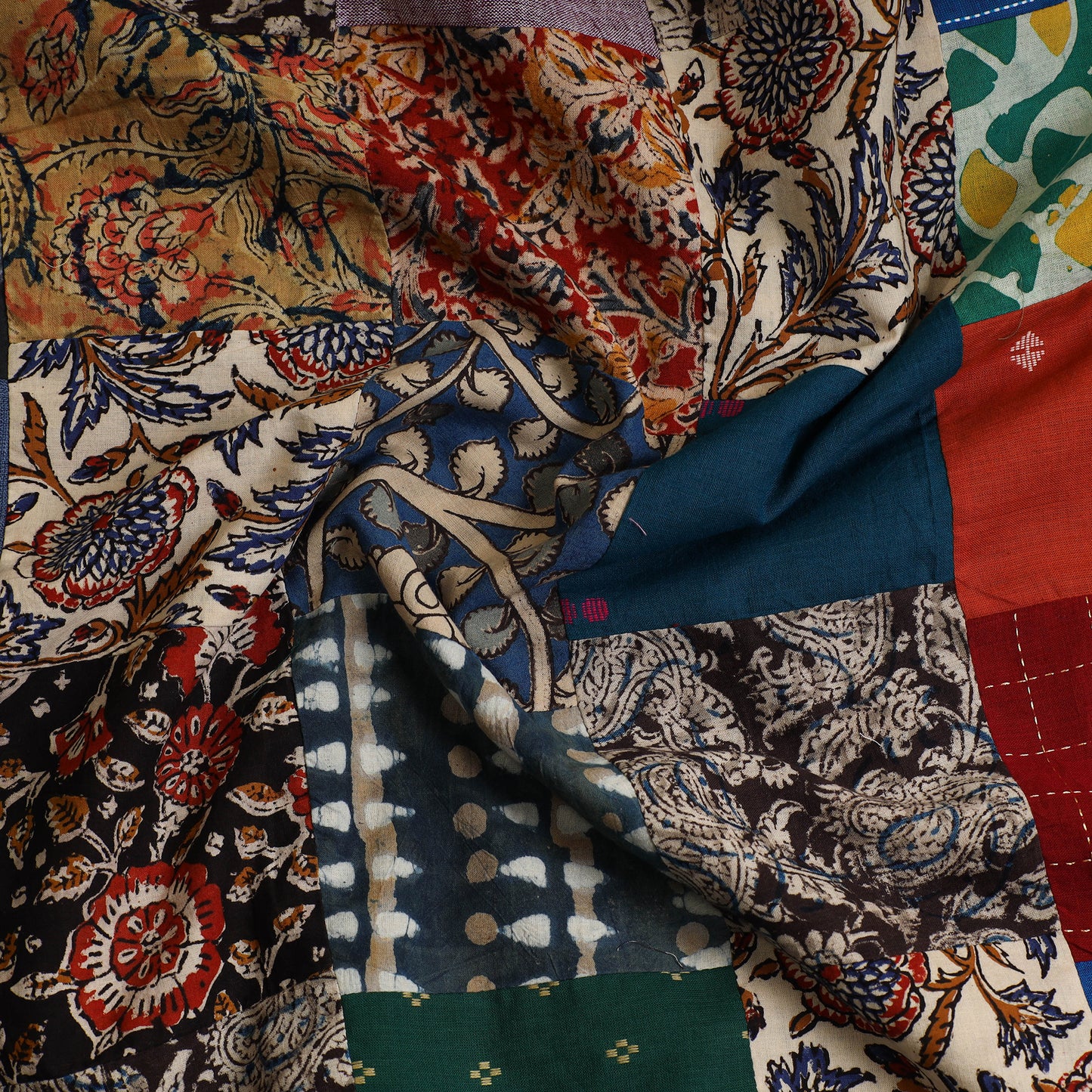 Multicolor - Handcrafted Patchwork Cotton Kurta Material (2.7m) 45