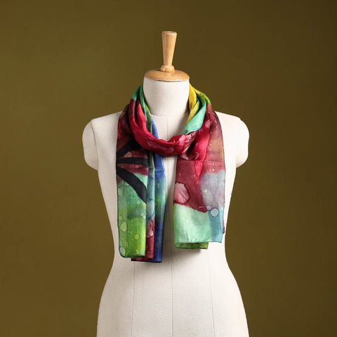 Multicolor - pure silk tie-dye stole 85 - handcrafted