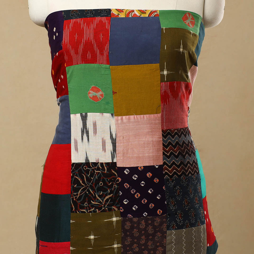  Multicolor Handcrafted Patchwork Cotton Kurta Material