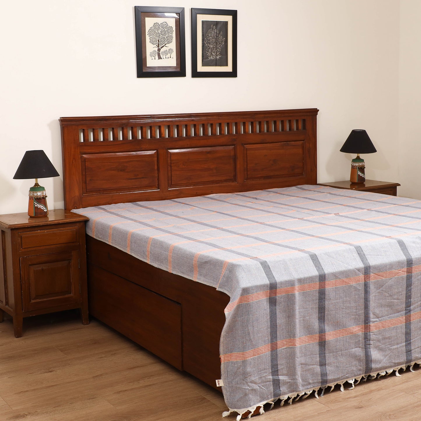 Handloom Cotton Double Bedsheet (108 x 90 in) 91