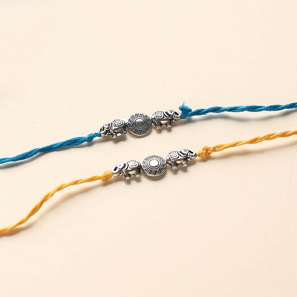 Handmade German Silver Rudraksh Work Rakhi (Set of 6) 89 main image 1