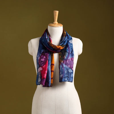 Multicolor - pure silk tie-dye stole 95 - handcrafted