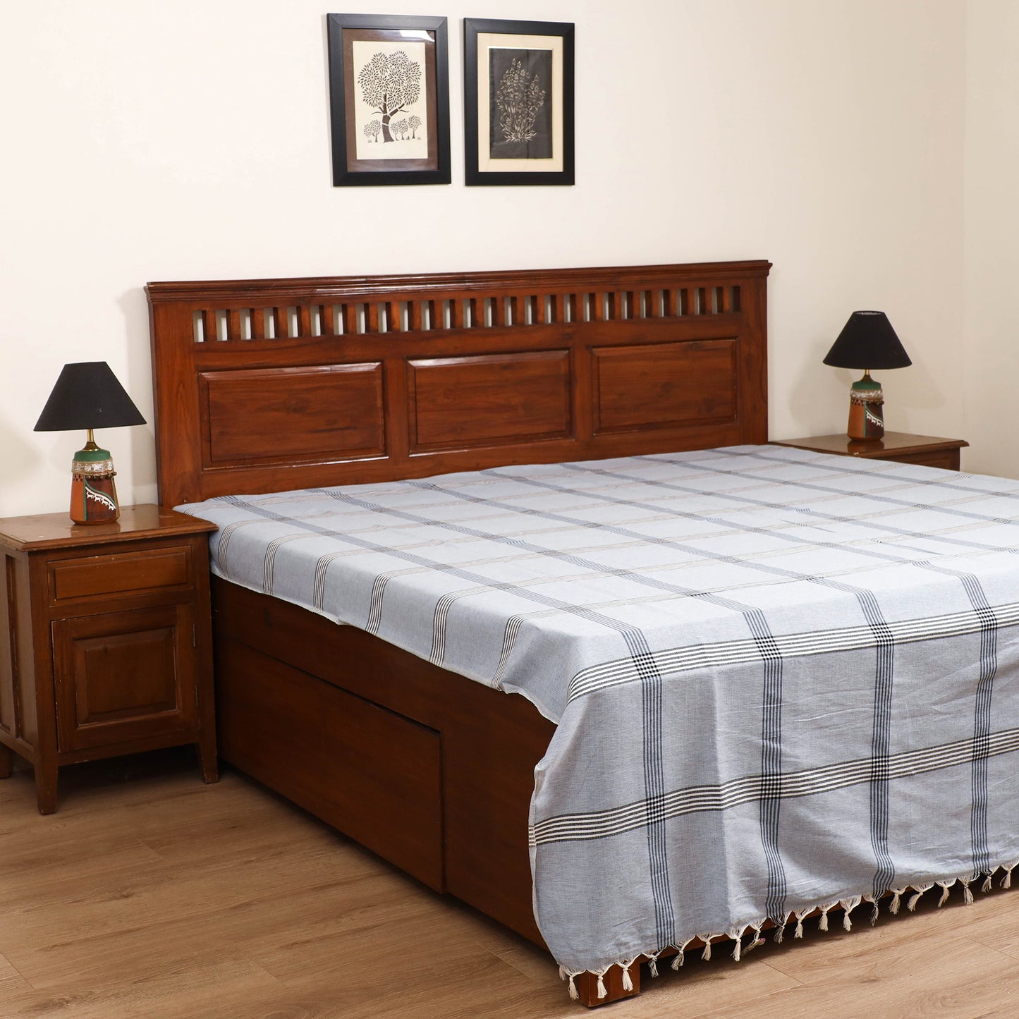 Handloom Cotton Double Bedsheet (108 x 90 in) 97