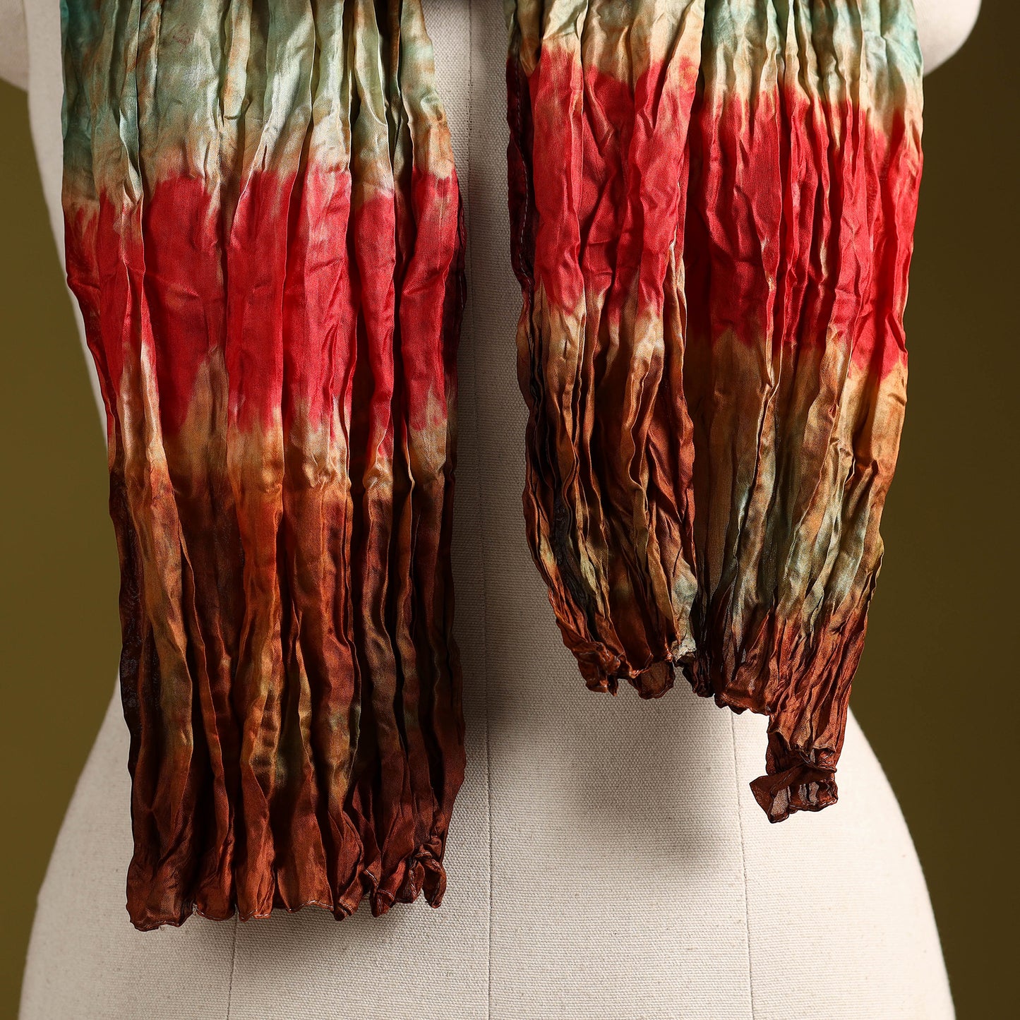 Multicolor - pure silk tie-dye shibori stole 133