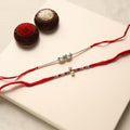  Handmade German Silver Pearl Rakhi & Lumba Set 