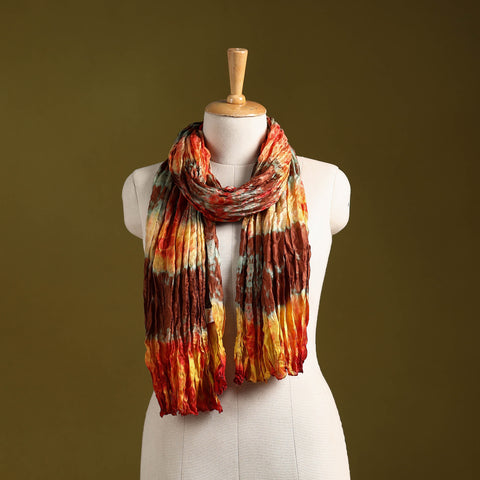 Multicolor - pure silk tie-dye shibori stole 128