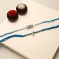  Handmade German Silver Pearl Rakhi & Lumba Set 