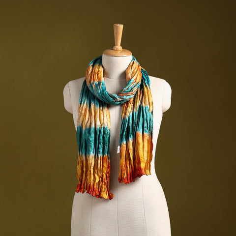 Multicolor - pure silk tie-dye shibori stole 120