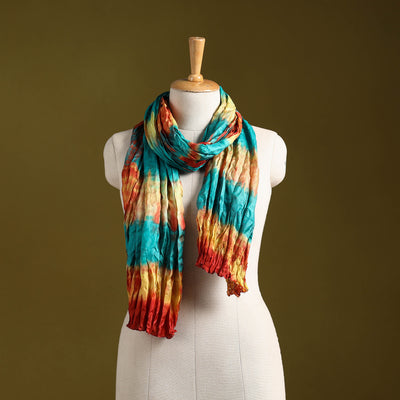 Multicolor - pure silk tie-dye shibori stole 117