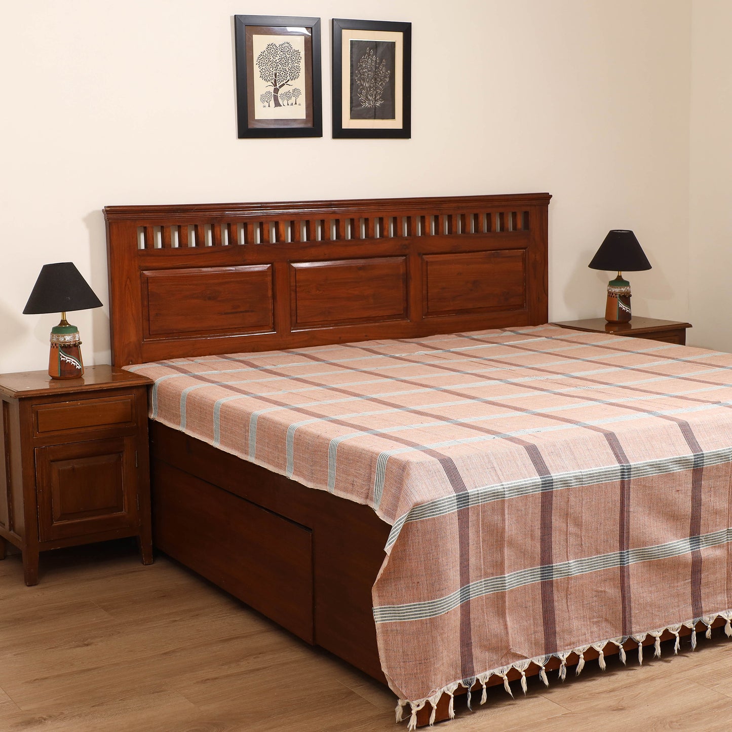 Handloom Cotton Double Bedsheet (108 x 90 in) 107