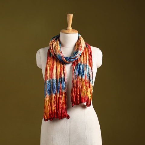 Multicolor - pure silk tie-dye shibori stole 112