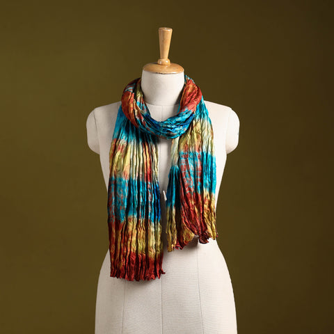 Multicolor - pure silk tie-dye shibori stole 102