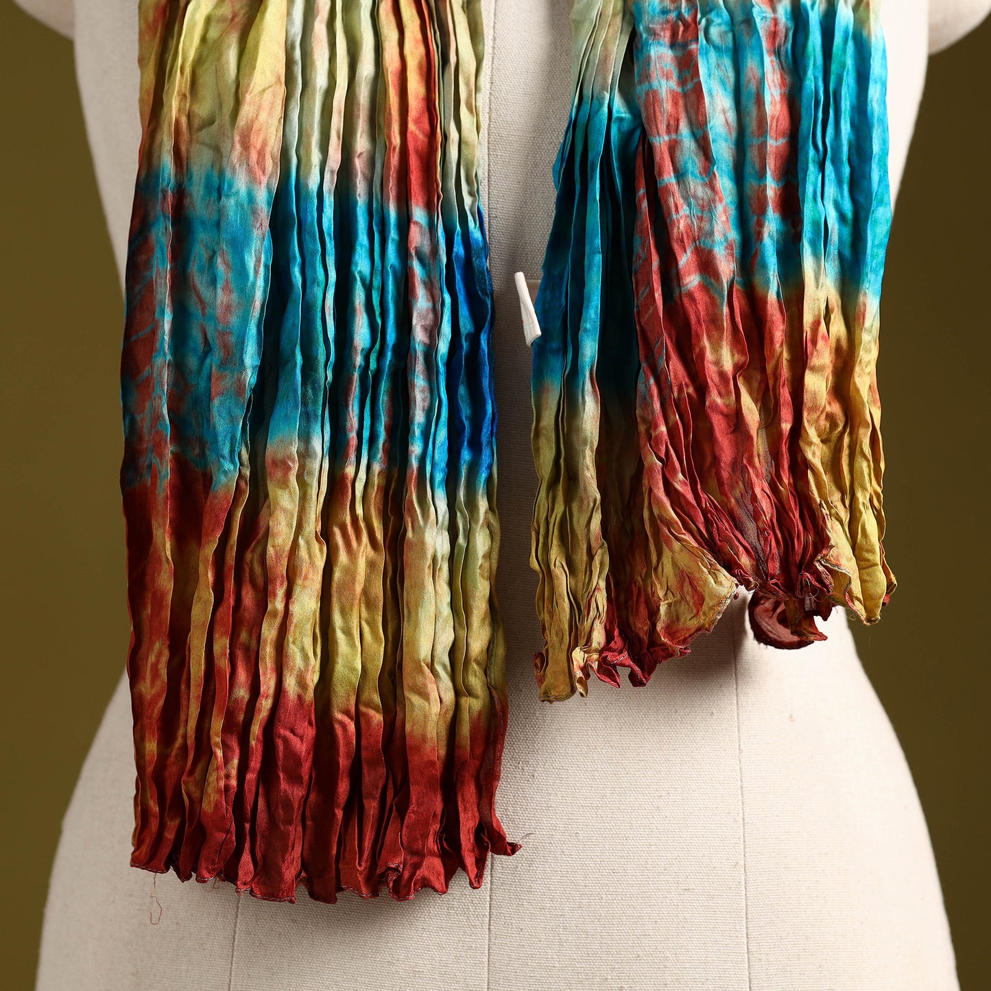 Multicolor - pure silk tie-dye shibori stole 102