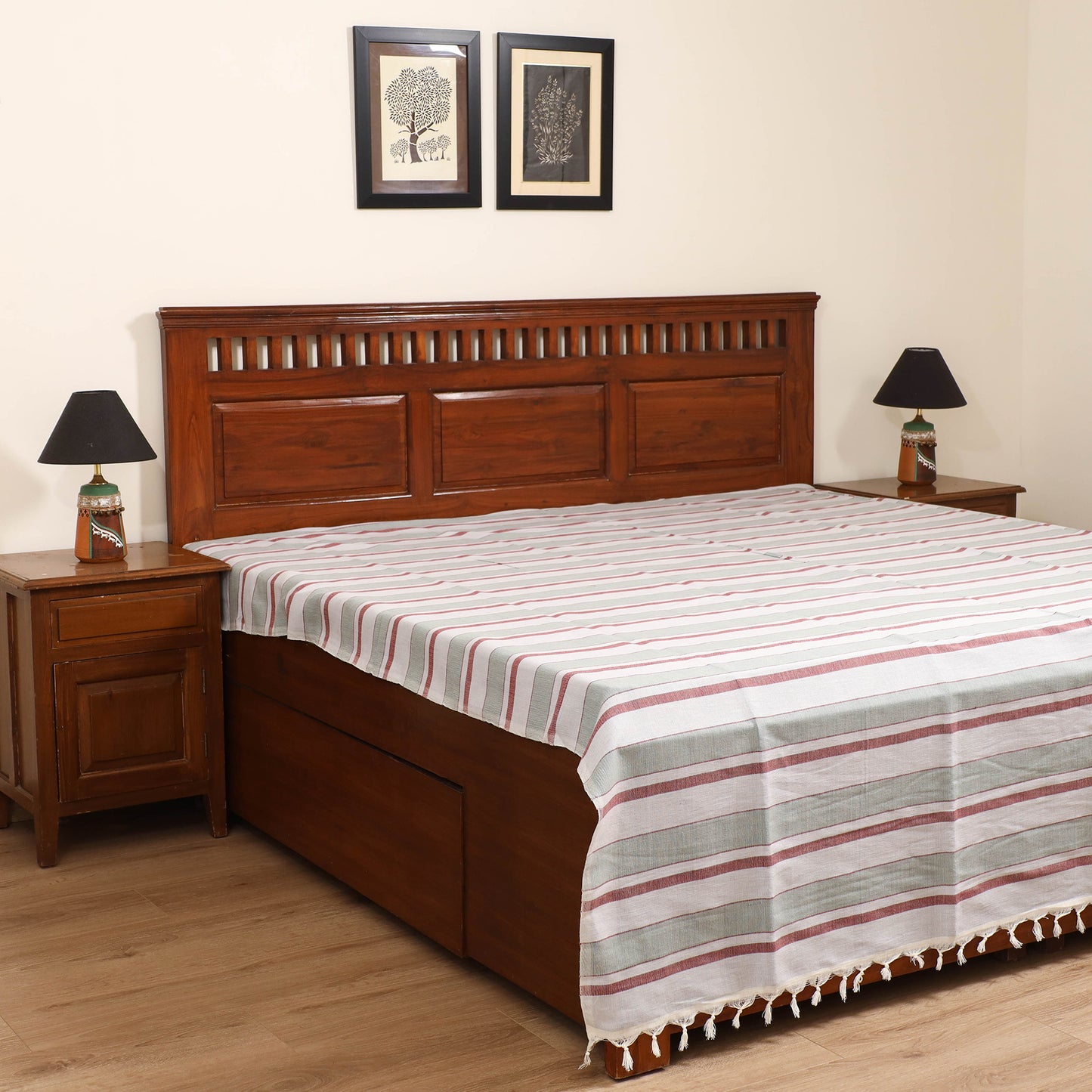 Handloom Cotton Double Bedsheet (108 x 90 in) 118