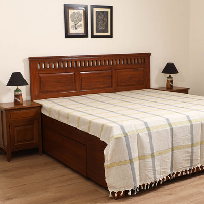 Handloom Cotton Double Bedsheet (108 x 90 in) 123