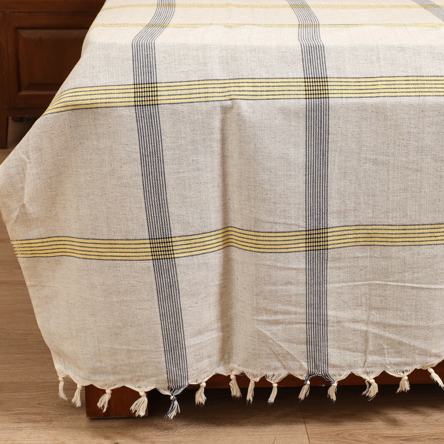 Handloom Cotton Double Bedsheet (108 x 90 in) 123