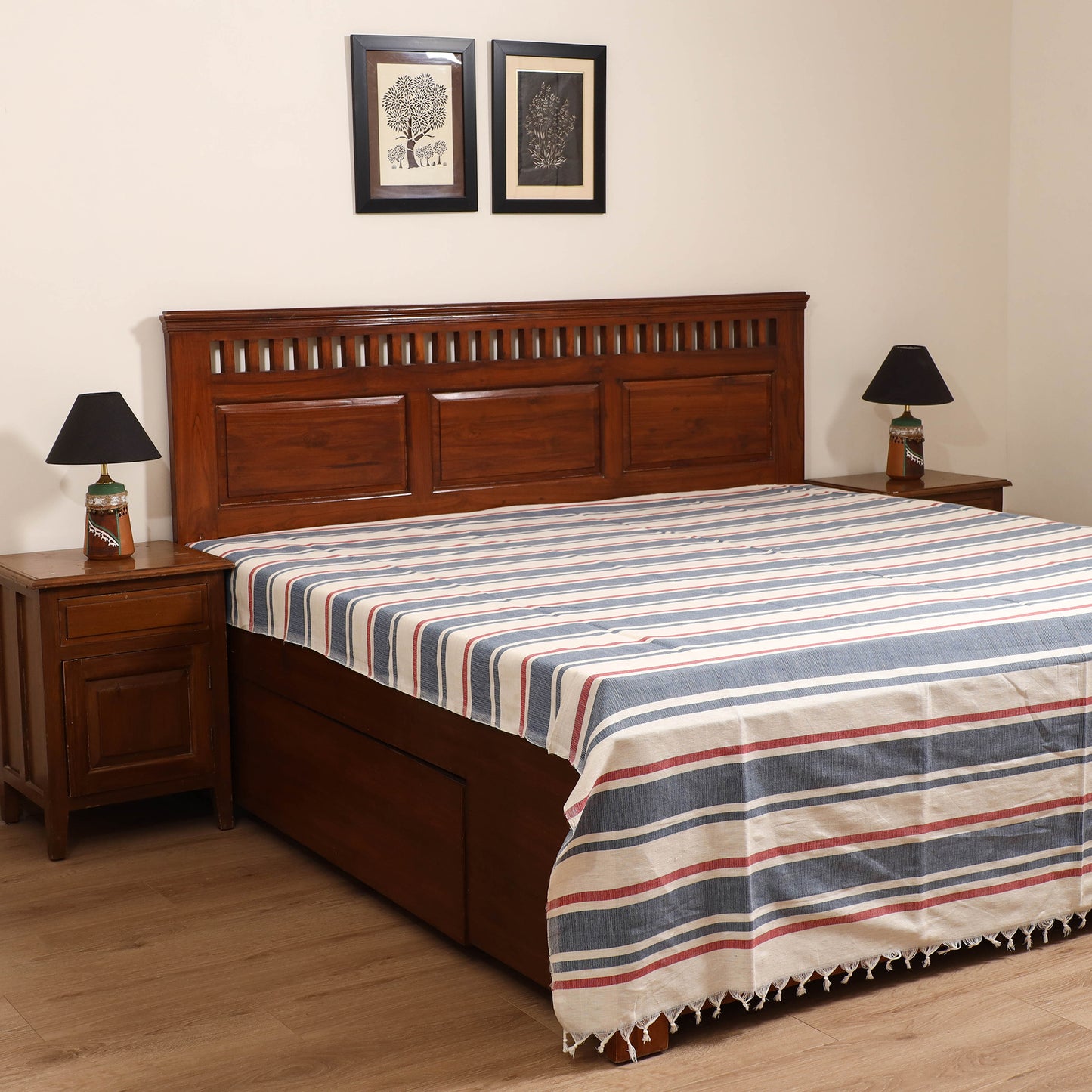 Handloom Cotton Double Bedsheet (108 x 90 in) 128