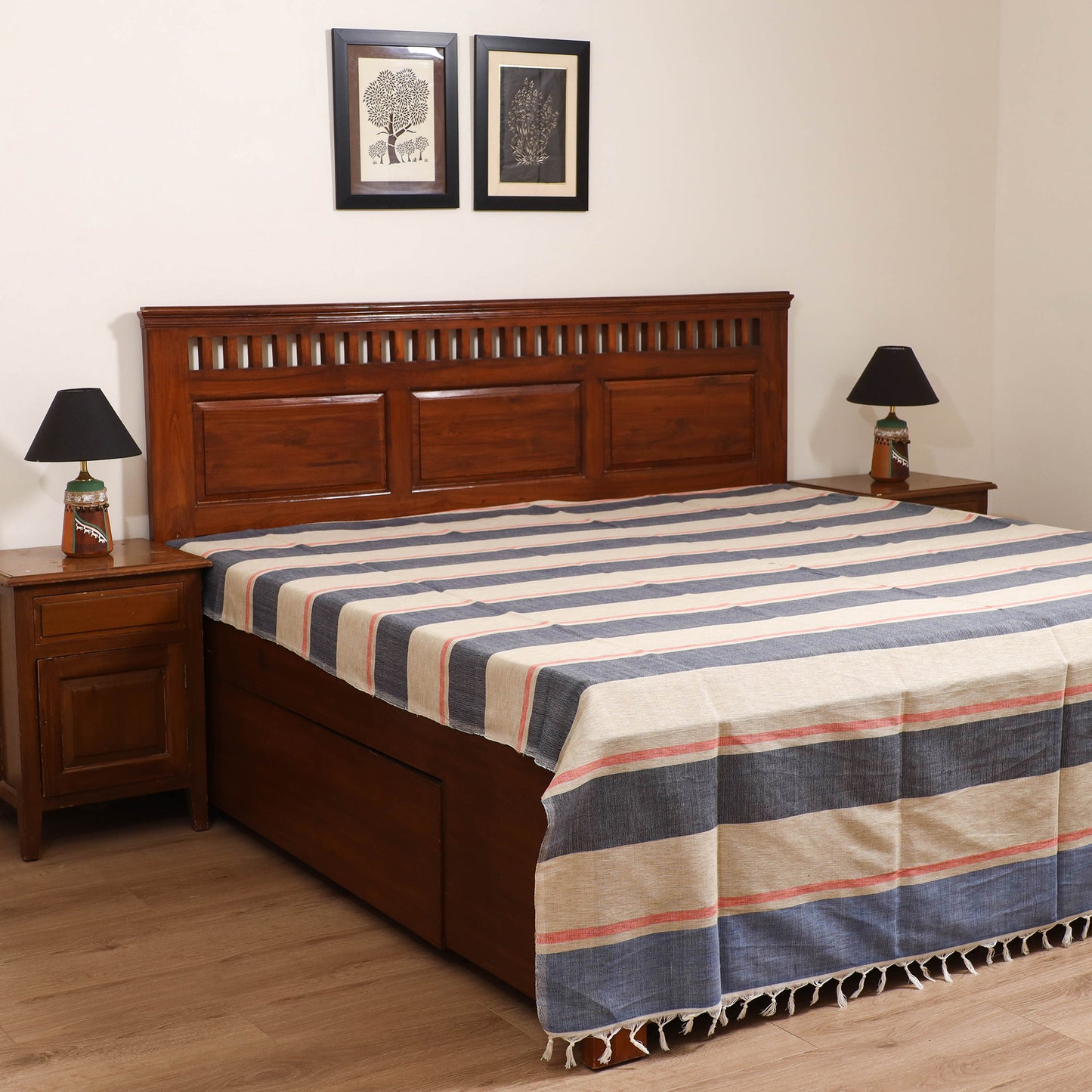 Handloom Cotton Double Bedsheet (108 x 90 in) 131