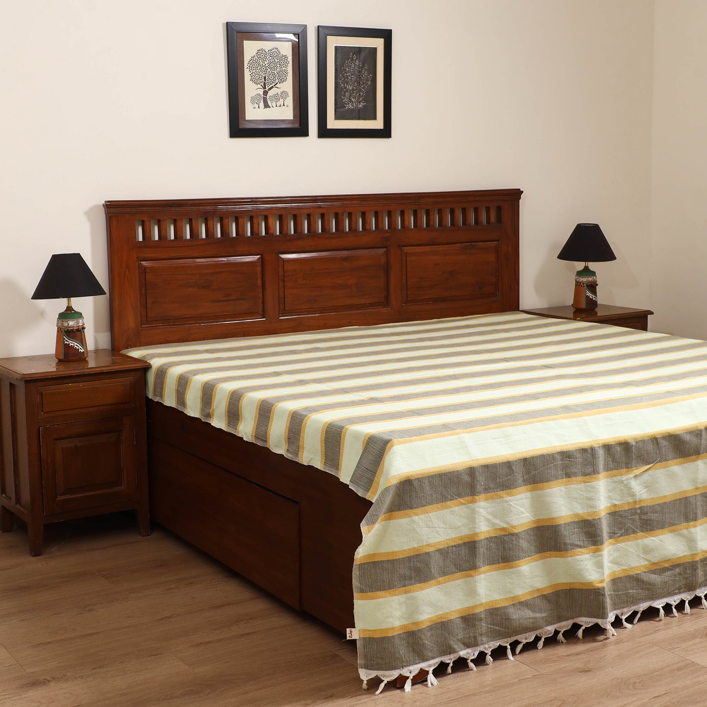Handloom Cotton Double Bedsheet (108 x 90 in) 138