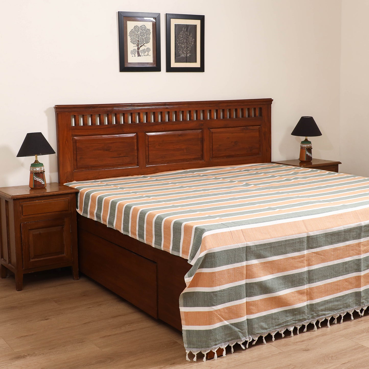 Handloom Cotton Double Bedsheet (108 x 90 in) 148
