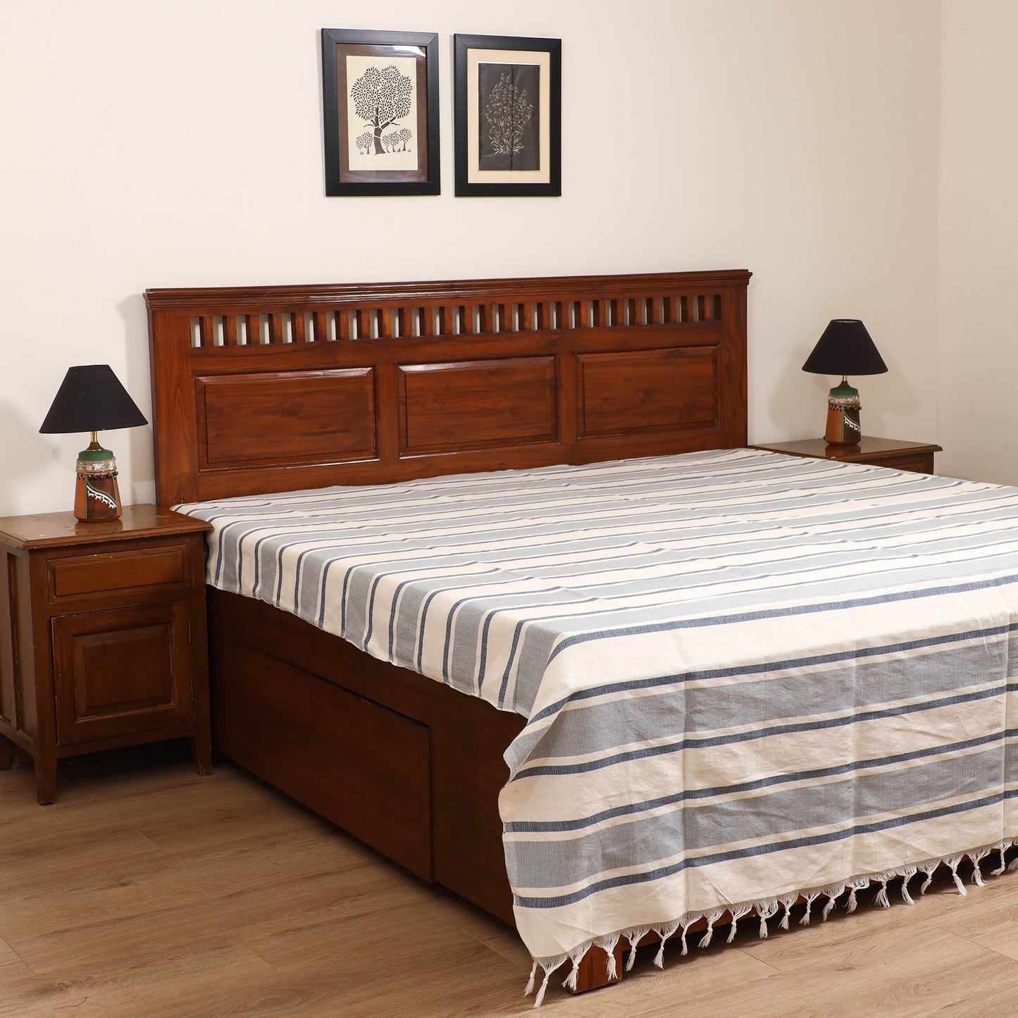 Handloom Cotton Double Bedsheet (108 x 90 in) 149