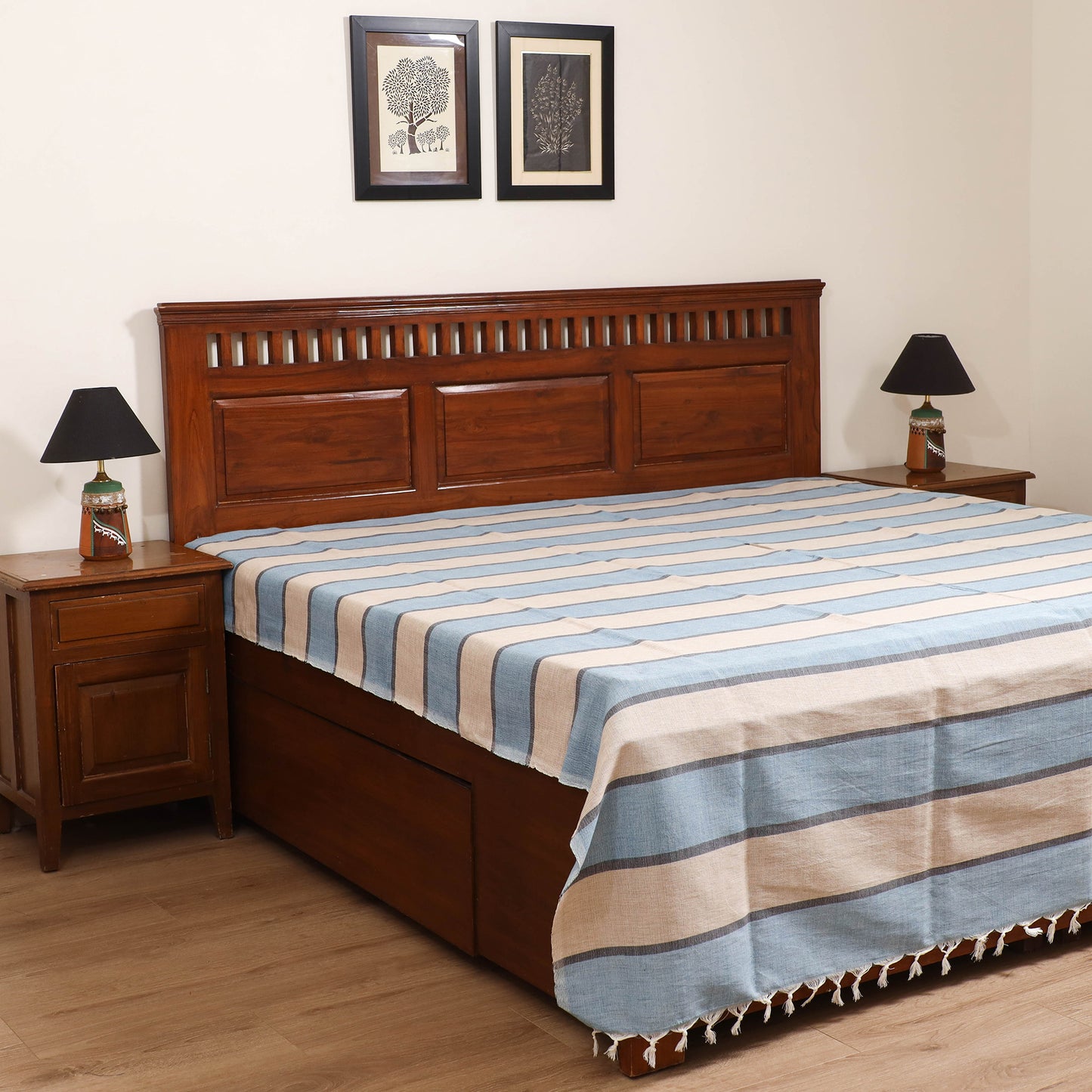 Handloom Cotton Double Bedsheet (108 x 90 in) 153