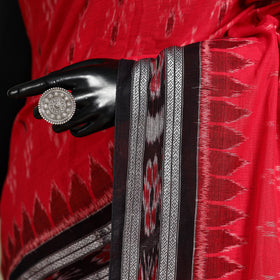 Red - handloom cotton sambalpuri ikat saree 11 - handcrafted