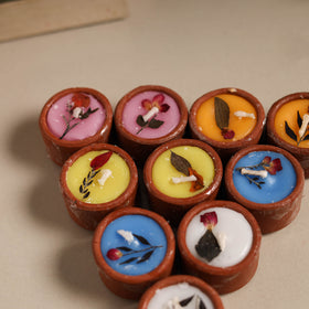 Sri aurobindo ashram ball clay diya with wax (set of 10) 13