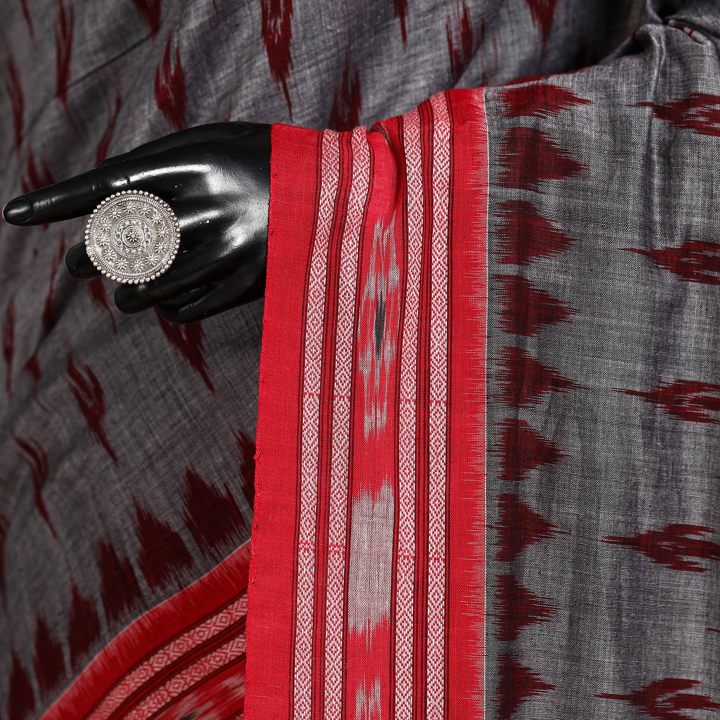 Grey - handloom cotton sambalpuri ikat saree 21