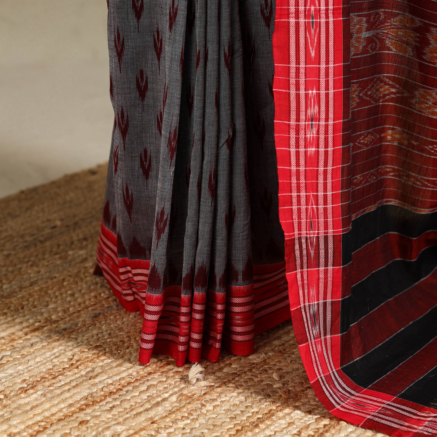 Grey - handloom cotton sambalpuri ikat saree 21