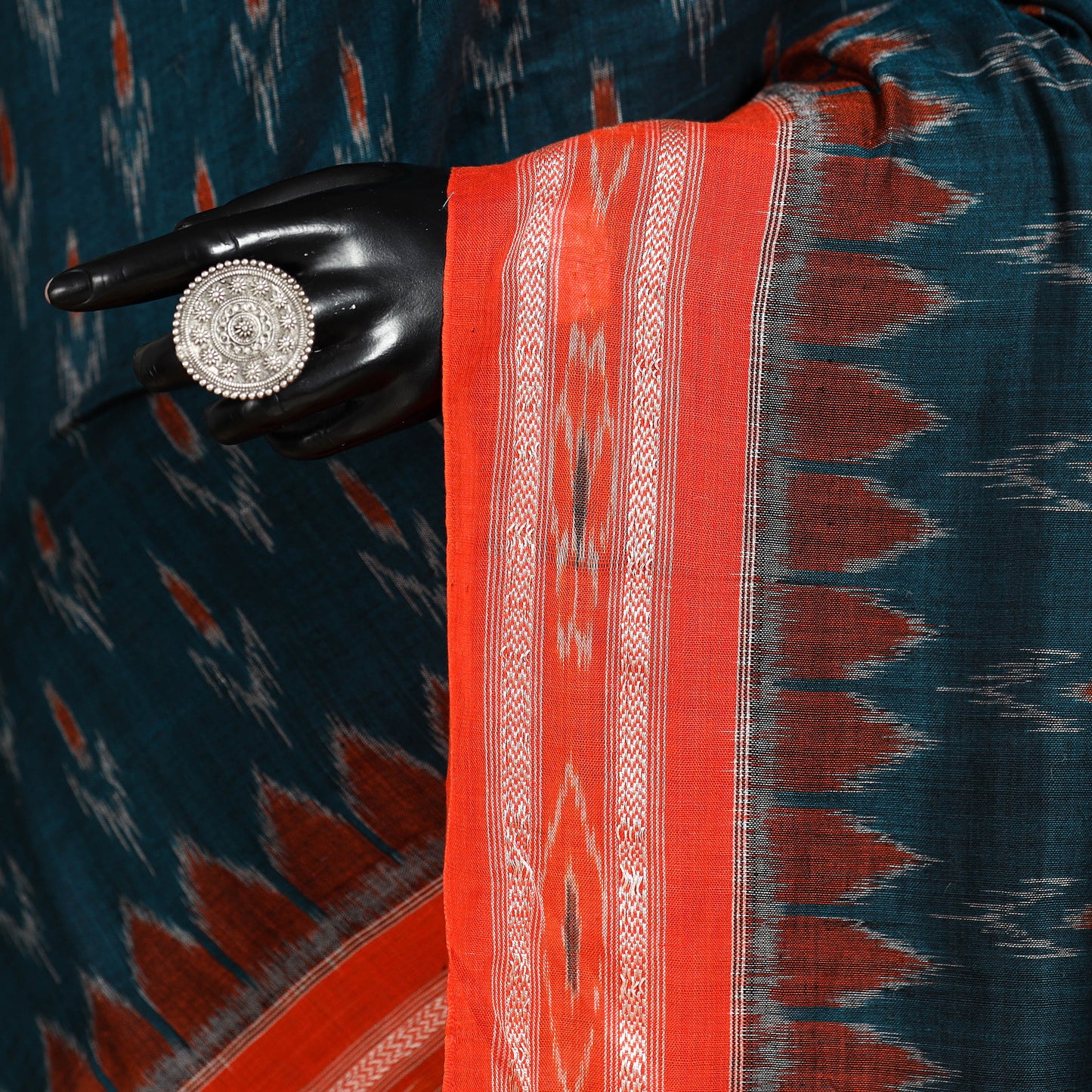 Green - handloom cotton sambalpuri ikat saree 08