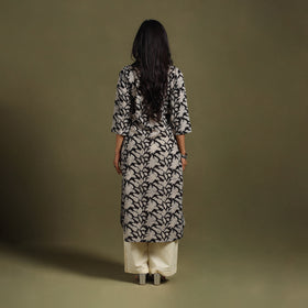 Black - natural dyed cotton straight bagru kurta 09