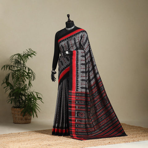 Grey - handloom cotton sambalpuri ikat saree 16