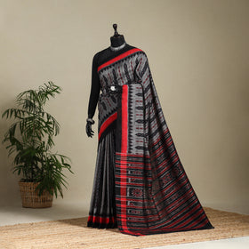 Grey - handloom cotton sambalpuri ikat saree 16