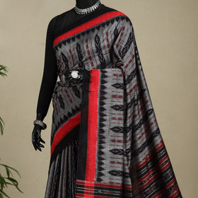 Grey - handloom cotton sambalpuri ikat saree 16