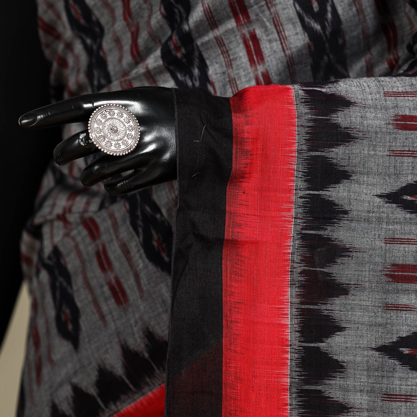 Grey - handloom cotton sambalpuri ikat saree 16