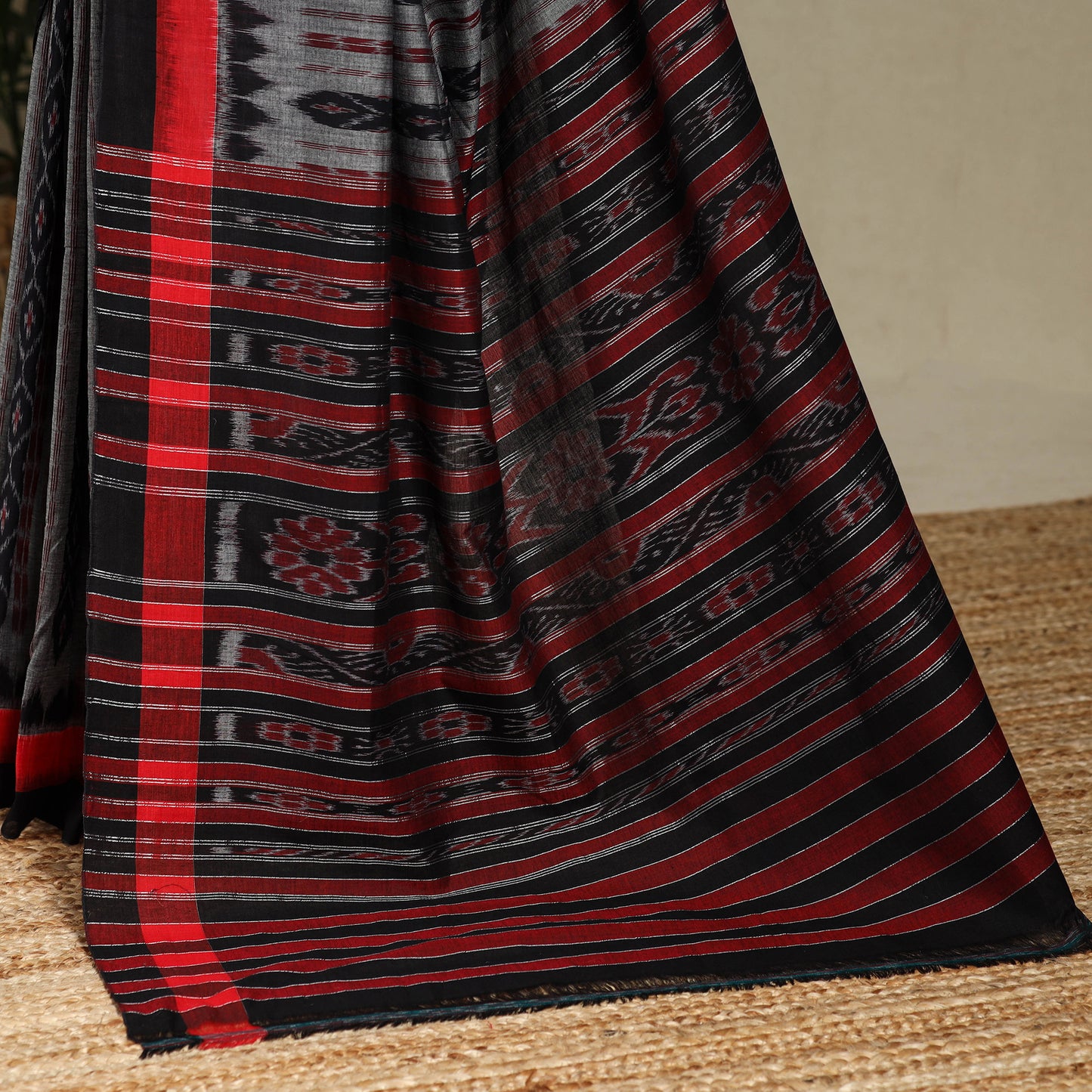 Grey - handloom cotton sambalpuri ikat saree 16