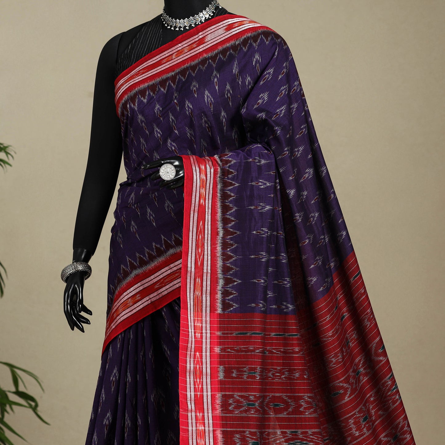Purple - handloom cotton sambalpuri ikat saree 15