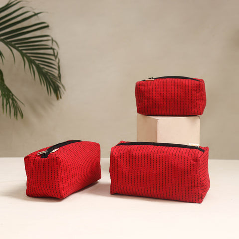 Red - handmade cotton toiletry bags (set of 3) 10