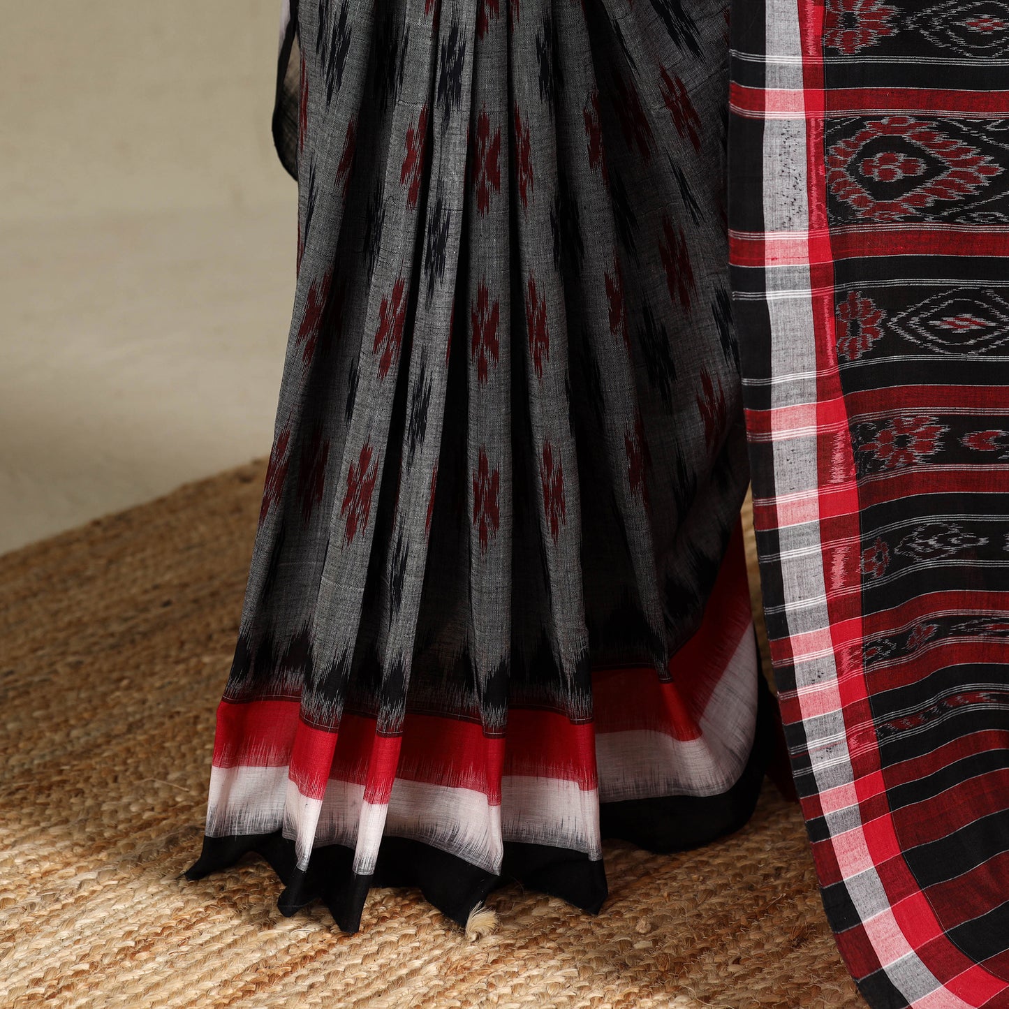 Grey - handloom cotton sambalpuri ikat saree 19