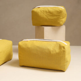 Yellow - handmade cotton toiletry bags (set of 3) 02