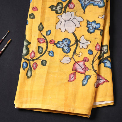 Handpainted Srikalahasti Kalamkari Pen Work Handloom Chanderi Silk Fabric