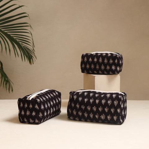 Black - handmade cotton toiletry bags (set of 3) 08